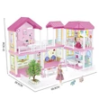Kép 2/3 - Álom villa játékszett bútorokkal és babákkal 68x51x39cm