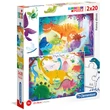 Kép 1/2 - Vicces dinók Supercolor 2 az 1-ben puzzle 2x20db-os - Clementoni
