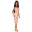 Kép 2/2 - Barbie: Fashionista stílusos baba kockás, virágos mintás ruhácskában - Mattel
