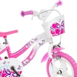 Kép 3/4 - Flappy 12” gyerek bicikli kosárral és babaüléssel rózsaszín-fehér színben - Dino Bikes kerékpár