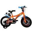 Kép 1/5 - Hot Wheels 14” gyerek bicikli kulacstartóval és oldalkerekekkel narancssárga-fekete színben – Dino Bikes kerékpár