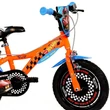 Kép 3/5 - Hot Wheels 14” gyerek bicikli kulacstartóval és oldalkerekekkel narancssárga-fekete színben – Dino Bikes kerékpár