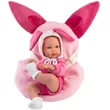 Kép 1/4 - Llorens: Bimba újszülött baba rózsaszín nyuszis hordozóval 35cm