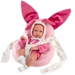 Kép 3/4 - Llorens: Bimba újszülött baba rózsaszín nyuszis hordozóval 35cm