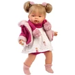 Kép 1/4 - Llorens: Joelle 38cm-es síró baba cumival rózsaszín kabátban