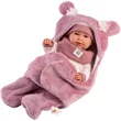 Kép 2/4 - Llorens: Mimi 42cm-es síró baba rózsaszín macifüles puha hálózsákkal