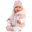 Kép 2/4 - Llorens: Tina 44cm-es újszülött baba rózsaszín kapucnis mellényben