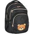 Kép 1/3 - Spirit: Masha macis fekete lekerekített iskolatáska, hátizsák 46x31x21cm