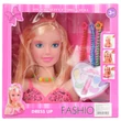 Kép 8/8 - Fashion Girl: Szőke hajú fésülhető és fodrászolható babafej sminkpalettával és kiegészítőkkel 21cm