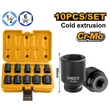 Kép 1/4 - Ingco Gépi dugókulcs készlet 10 részes 1/2" 10-24 mm CrMo - HKISSD12101