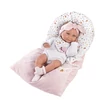 Kép 3/4 - Llorens: 38cm-es újszülött lány baba rózsaszín hálózsákkal