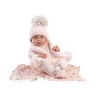 Kép 3/4 - Llorens: Tina újszülött baba rózsaszín szettben babatakaróval és cumival 43cm