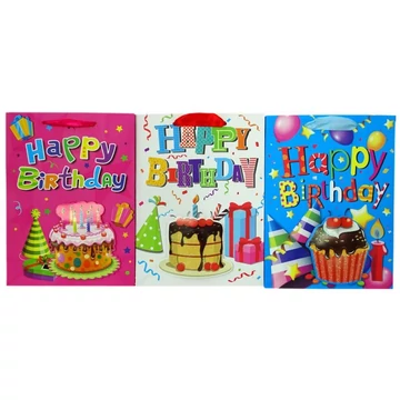 Születésnapos ajándék tasak többféle változatban 18X24X8,5cm 71894