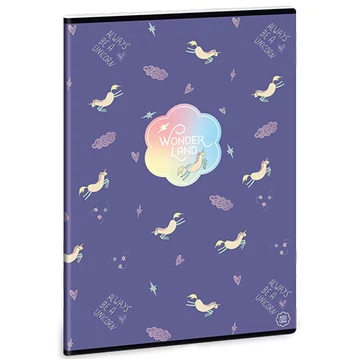 Wonderland unikornis négyzethálós füzet A/4