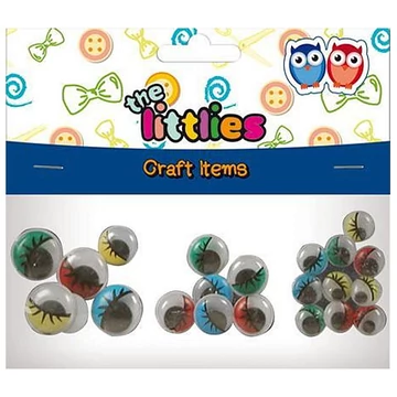 Műanyag színes szemek 3 méretben 22db