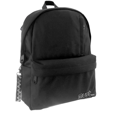 Must: Fekete négy rekeszes lekerekített iskolatáska, hátizsák 32x17x42cm
