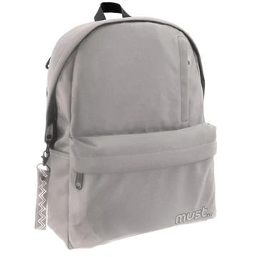 Must: Szürke négy rekeszes lekerekített iskolatáska, hátizsák 32x17x42cm