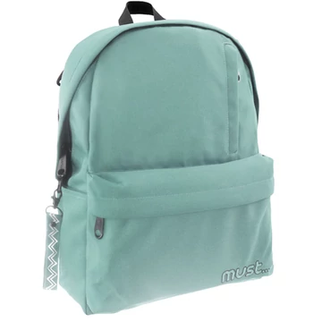 Must: Világoszöld négy rekeszes lekerekített iskolatáska, hátizsák 32x17x42cm