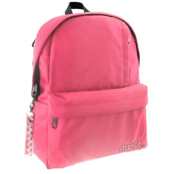Must: Világospiros négy rekeszes lekerekített iskolatáska, hátizsák 32x17x42cm