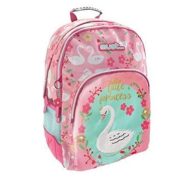 Must Hattyús lekerekített háromrekeszes iskolatáska, hátizsák 33x16x45cm