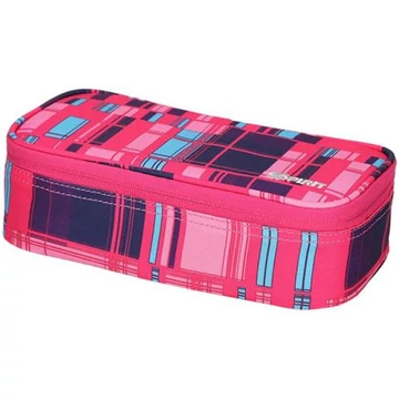 Spirit: Rózsaszín kockás ovális tolltartó 23x10x5,5cm