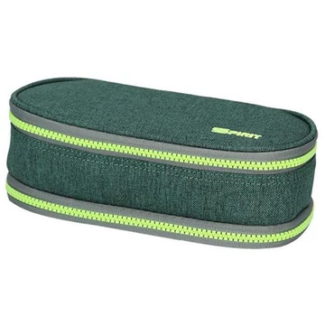 Spirit: Sötét és világoszöld színű ovális emeletes tolltartó 23x10cm