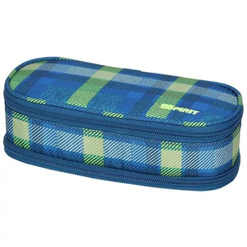 Spirit: Kék színű csíkozott ovális emeletes tolltartó 23x10cm