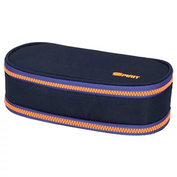 Spirit: Indigókék-narancssárga színű ovális emeletes tolltartó 23x10cm