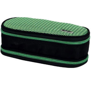 Spirit: My Bag fekete és neonzöld két rekeszes ovális tolltartó