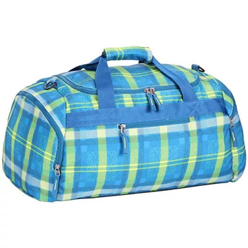 Spirit: Világoskék-neonzöld sporttáska csíkozott mintával 55x31x41cm