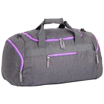 Spirit: Szürke sporttáska neon rózsaszín cipzárral 55x31x41cm