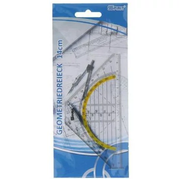 Spirit: Áttetsző háromszög alakú szögmérős vonalzó 16cm-es