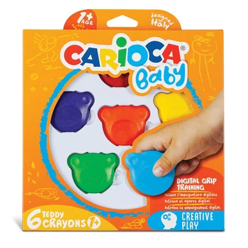Maci formájú Baby Teddy zsírkréta 6 db-os - Carioca