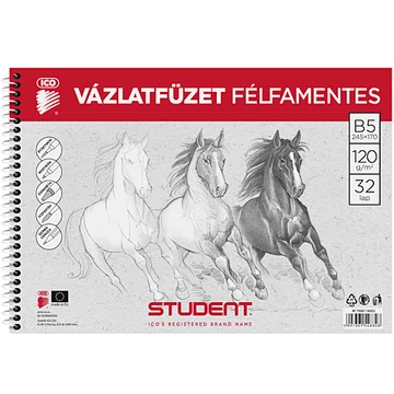 Student Spirál félfamentes vázlatfüzet B/5