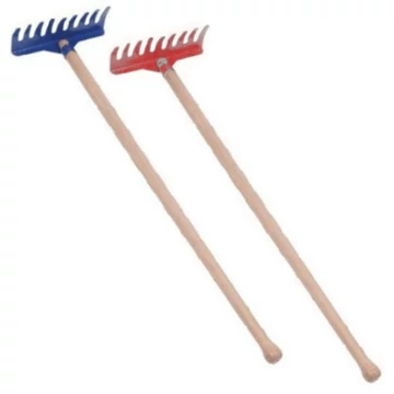 Fém gereblye fa nyéllel 60cm-es piros színben