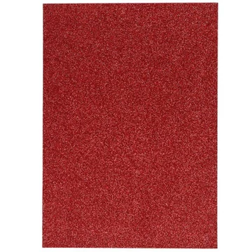 Spirit: Öntapadós csillámos dekorációs habszivacs lap piros színben A/4 1db