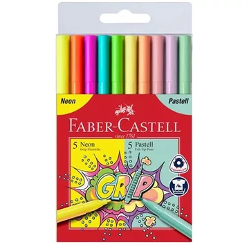 Faber-Castell: Grip neon és pasztell filctoll szett 5+5db-os