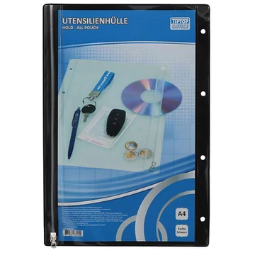 Spirit: Fekete színű lefűzhető cipzáras tasak A/4-es méretben 1db