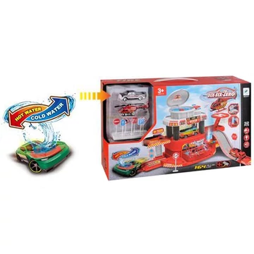 Tűzoltóállomás játékszett színváltós kisautóval, fénnyel és hanggal