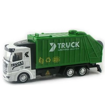 Konténeres szemétszállító teherautó hátrahúzós meghajtással, fénnyel és hanggal 1/48