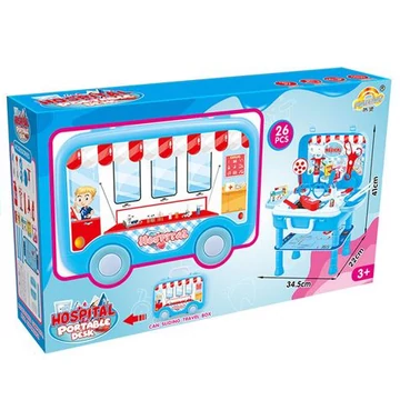 Hordozható játék orvosi asztal tárolóban 34,5x22x41cm