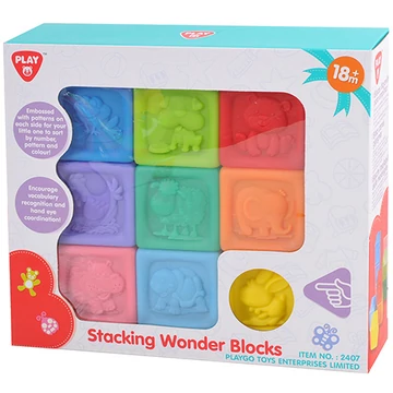 Playgo: Puha szivárvány építőkockák