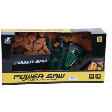 Elektromos láncfűrész fénnyel és hanggal zöld színben