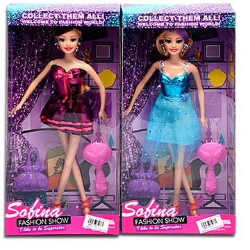 Sofina Divatbaba fésűvel és táskával 2 változatban