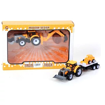 Dupla traktor zöld színben tartályos utánfutóval