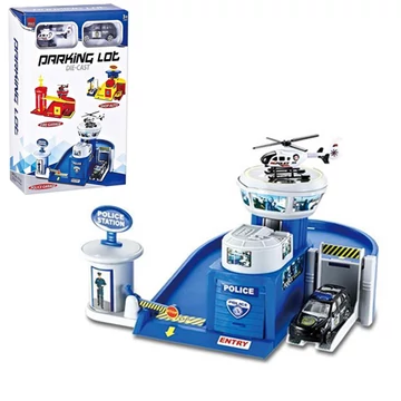 Rendőrségi parkolóház autóval és helikopterrel