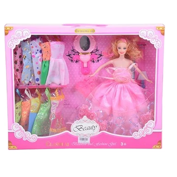 Öltöztethető Carola baba divatos ruhadarabokkal és tükörrel 28cm