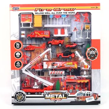 Tűzoltósági játékszett benzinkúttal és kiegészítőkkel