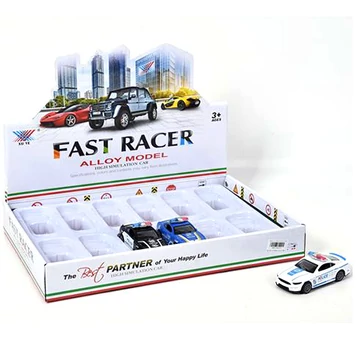 Hátrahúzós rendőrségi fém kisautó többféle változatban