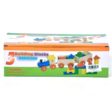 Fa vonatszett színes építőkockákkal